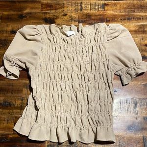 RIBBED TAN SHORT SLEEVE SHIRT